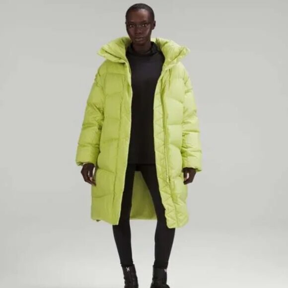 Lululemon Women\'s Green Oversized Down Long Padded Puffer Jacket Size XS/S